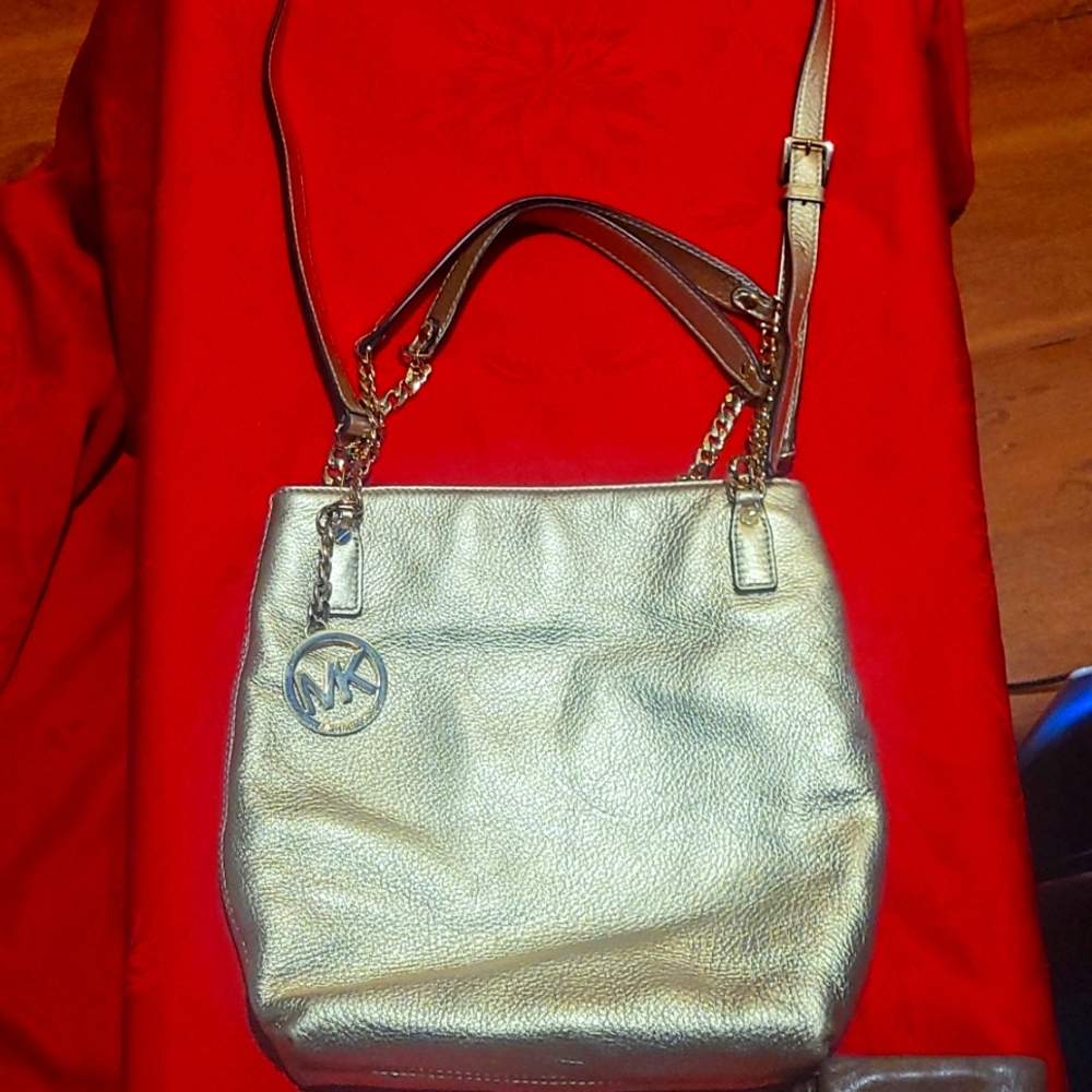 Gold Leather Michael Kors Shoulder Bag